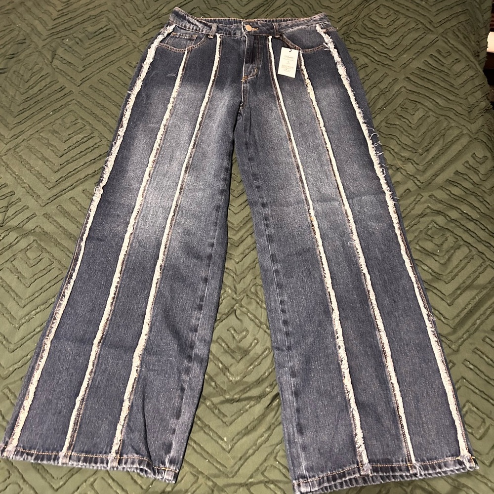 Cider wide leg blue jeans